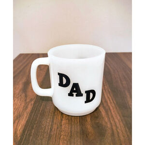 Vintage Glasbake DAD Milk Glass Coffee Tea Mug USA~ Greatest Dad Poem ~Gift Idea